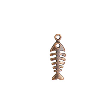 Metal pendant Fish skeleton copper 1 pc.