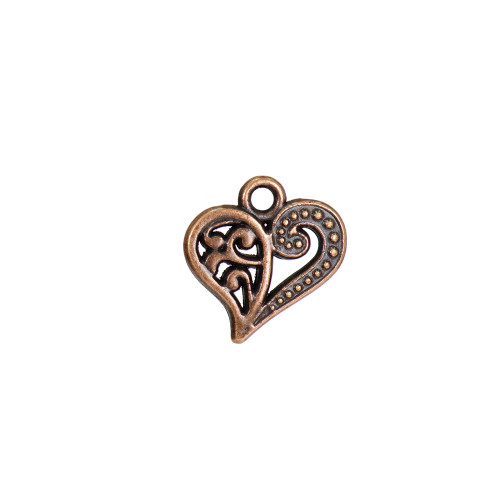 Metal pendant Openwork heart copper 1 pc.