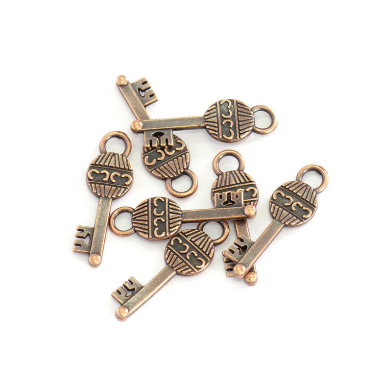 Metal pendant 25 mm Copper key 1 pc.