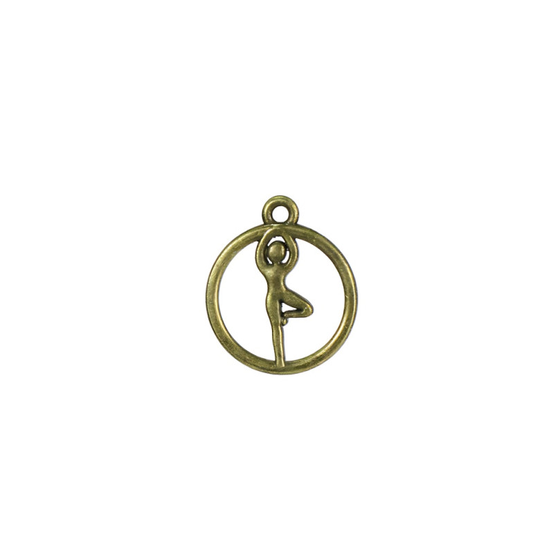 Metal pendant Ballerina in a circle bronze 1 pc