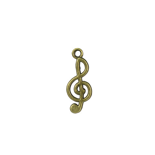 Metal pendant Musical key with mount bronze 1 pc.