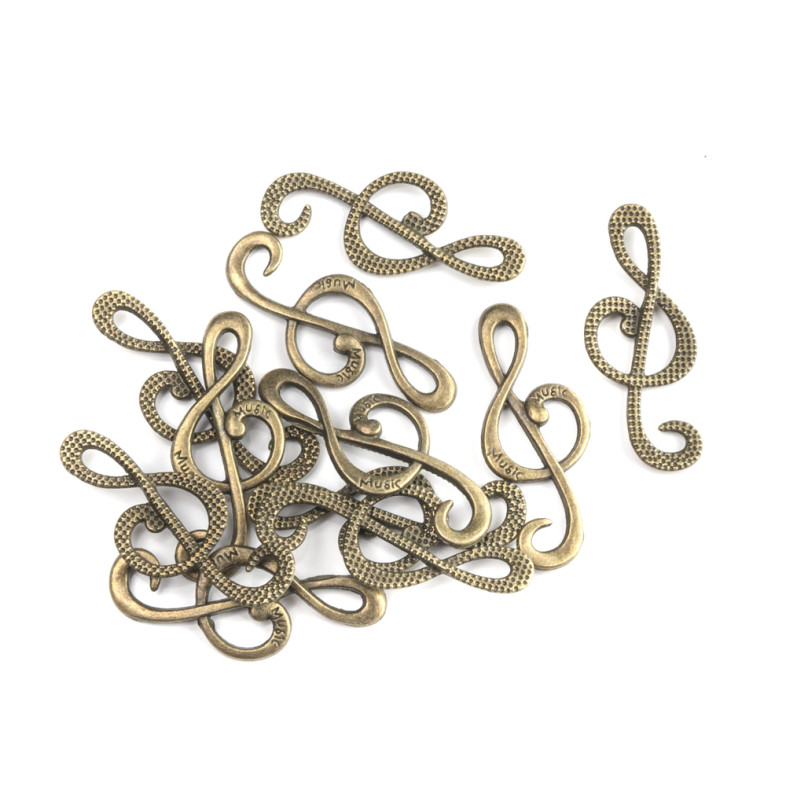 Metal pendant Musical key bronze 1 pc.