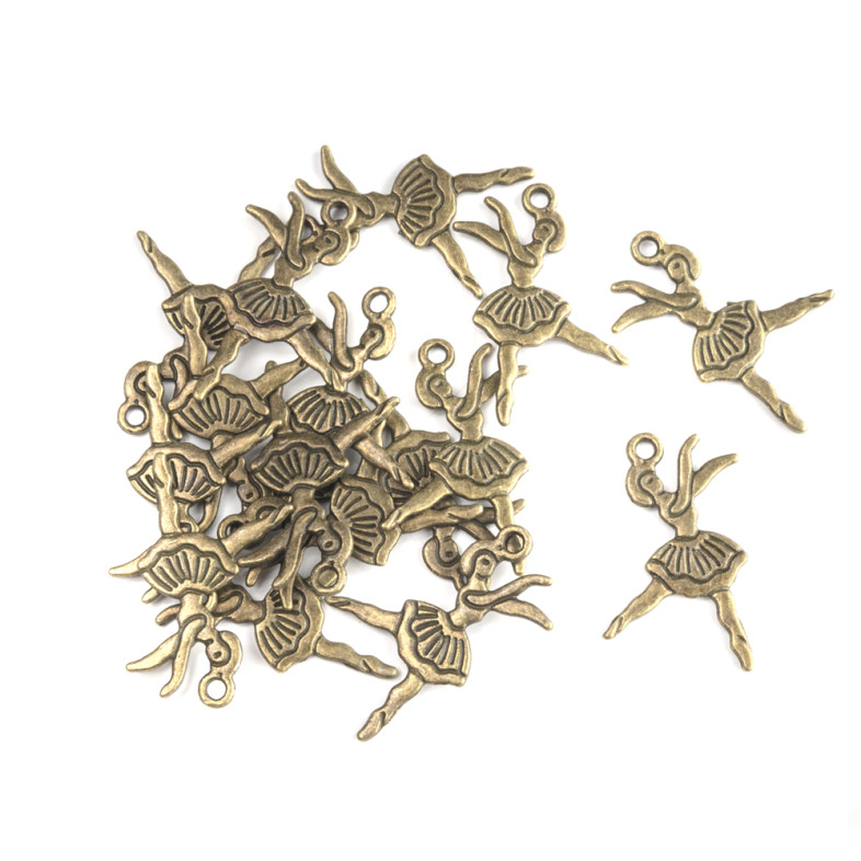 Metal pendant Ballerina bronze 1 pc.