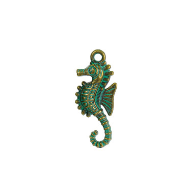 Metal pendant Seahorse oxidized bronze 1 pc.
