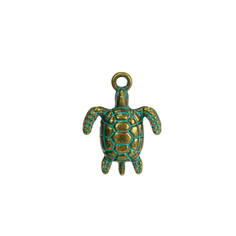 Metal pendant Turtle oxidized bronze 1 pc.