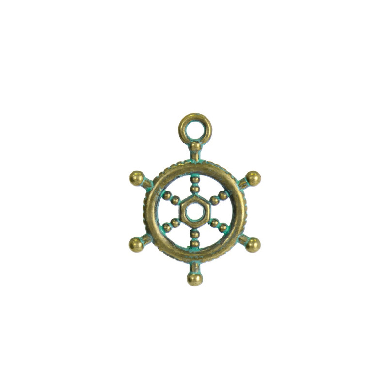 Metal pendant Steering wheel oxidized bronze 1 pc.