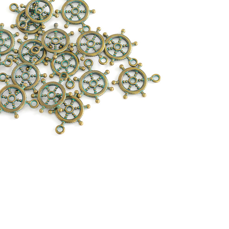 Metal pendant Steering wheel oxidized bronze 1 pc.