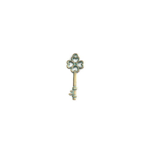 Metal pendant Key oxidized bronze 1 pc.