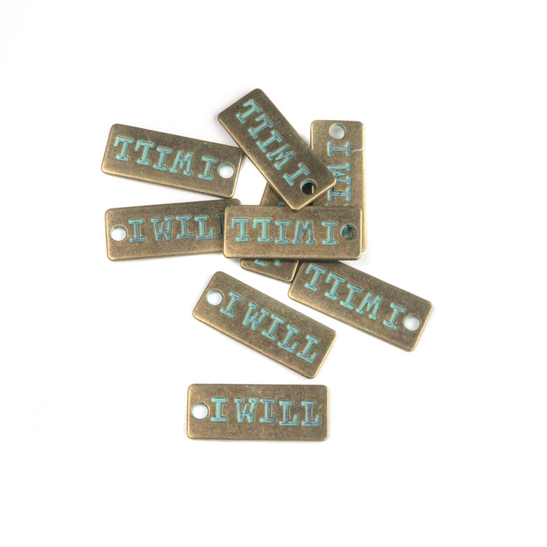 Metal pendant I will oxidized bronze 1 pc.