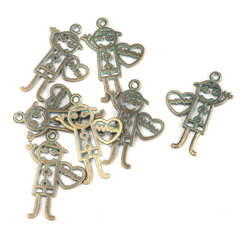 Metal pendant Boy oxidized bronze 1 pc.