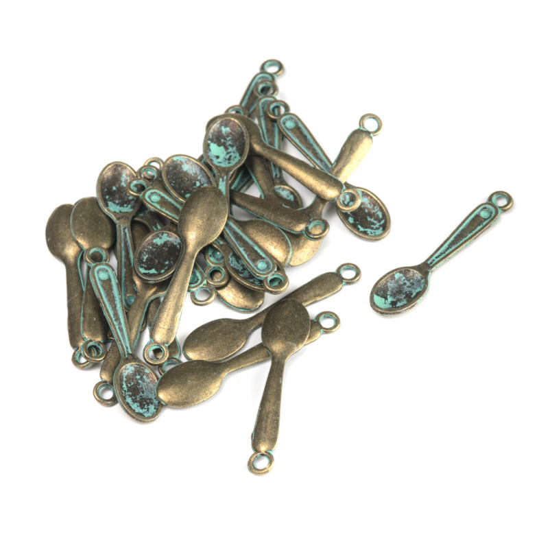 Metal pendant Spoon oxidized bronze 1 pc.