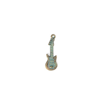 Metalowy wisiorek Gitara w kolorze oksydowanego brązu 1 szt