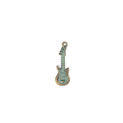 Metal pendant Guitar oxidized bronze 1 pc.