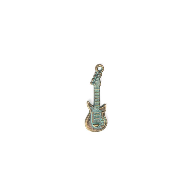 Metal pendant Guitar oxidized bronze 1 pc.