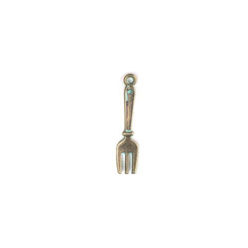 Metal pendant Fork oxidized bronze 1 pc