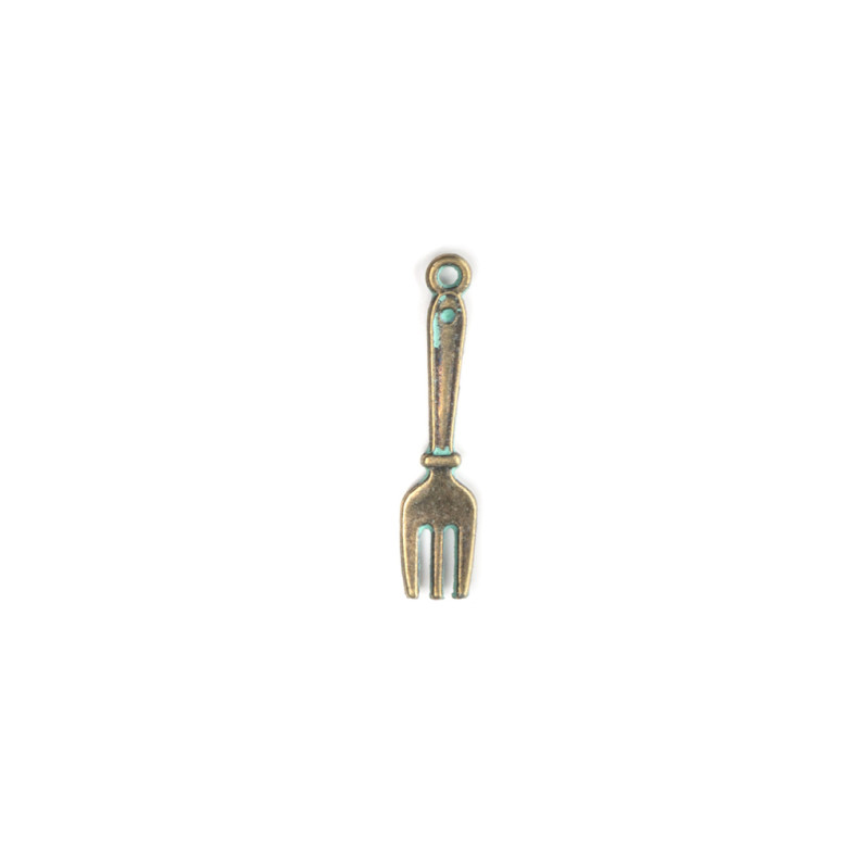 Metal pendant Fork oxidized bronze 1 pc