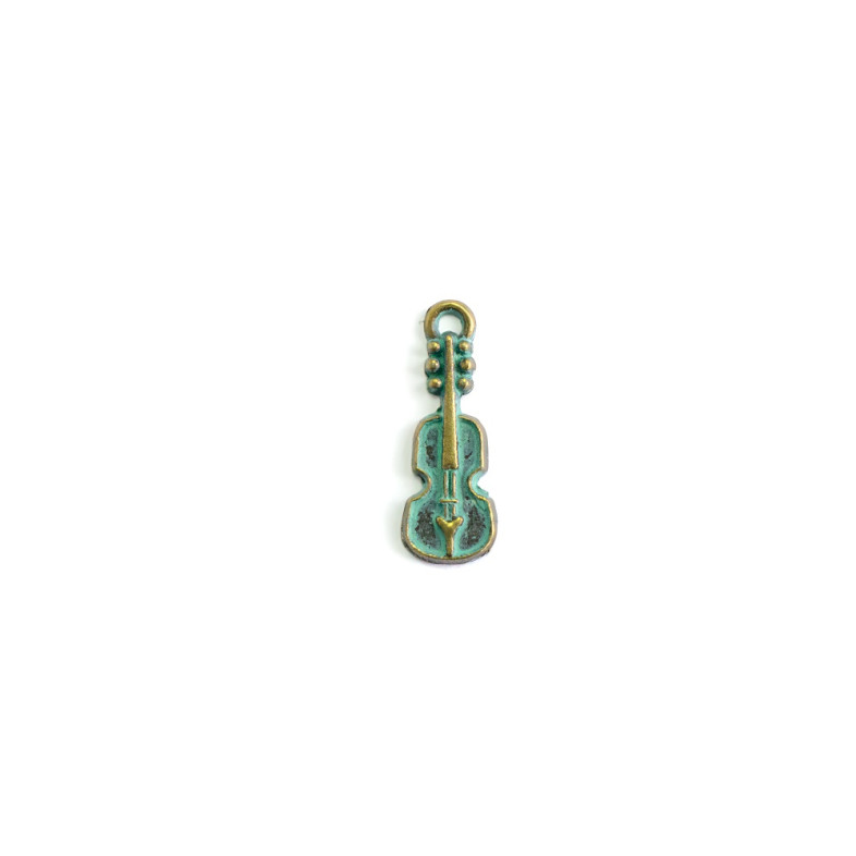 Metal pendant Violin oxidized bronze 1 pc