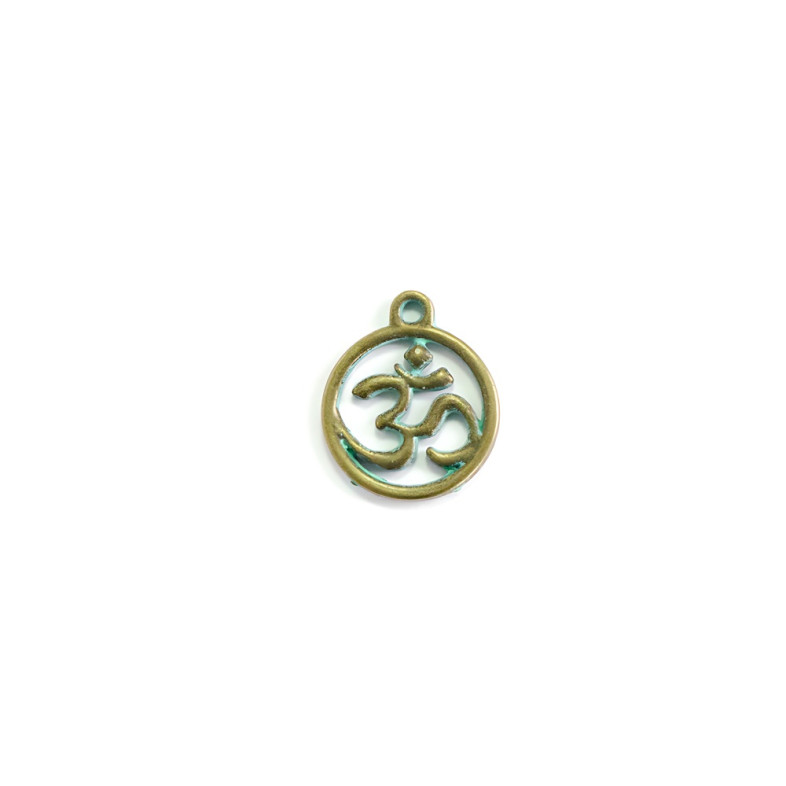 Metal pendant OM sign oxidized bronze 1 pc.