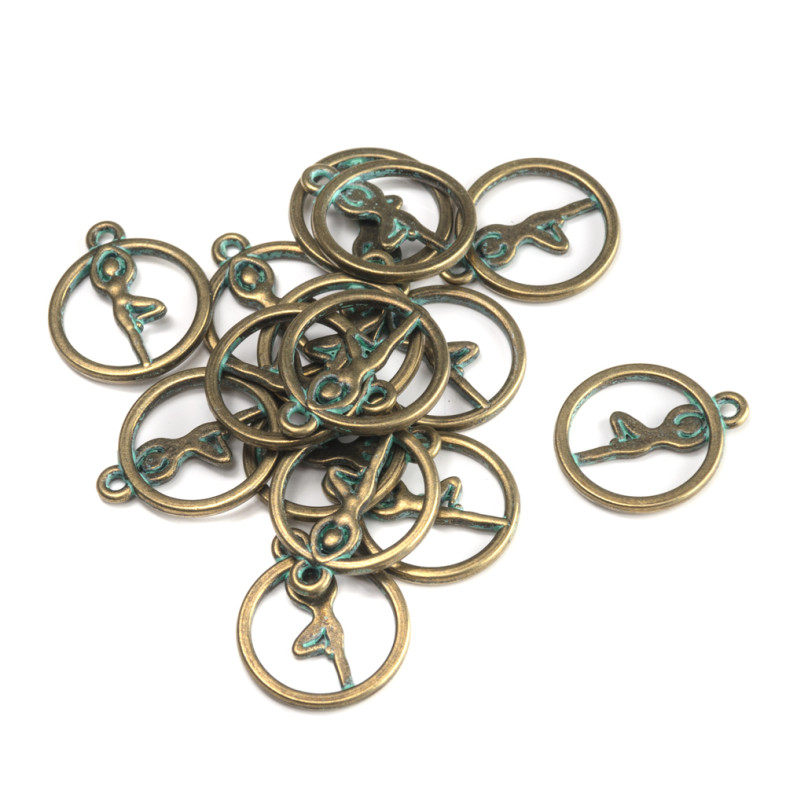 Metal Ballerina pendant oxidized bronze 1 pc.