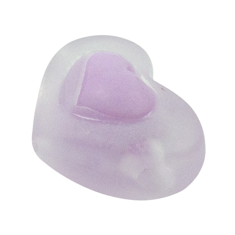 Koralik plastikowy Serce 15x17 mm pod szkłem fioletowy 1 szt.