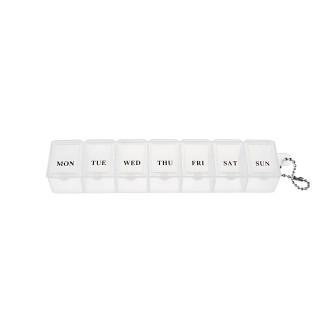 Pill container 15×2.5×3 cm Days of the week rectangular white