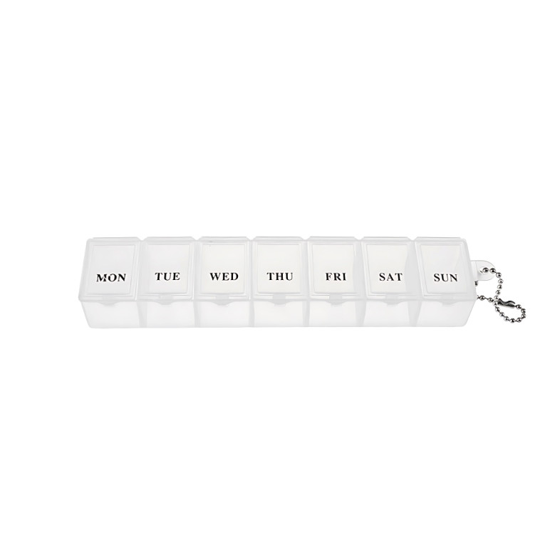 Pill container 15×2.5×3 cm Days of the week rectangular white