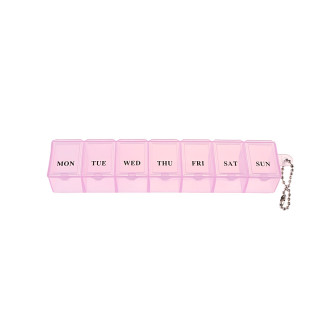 Pill container 15×2.5×3 cm Days of the week rectangular pink