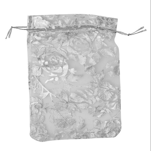 Torba dekoracyjna organzowa 12x9 cm srebrny