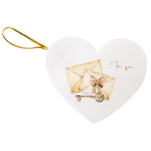 Postcard with a bow 7.8 cm Letters for you white 1 pc.