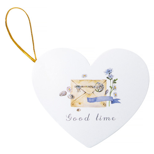 Postcard with bow 7.8 cm Good time white 1 pc.