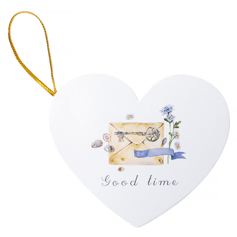 Postcard with bow 7.8 cm Good time white 1 pc.