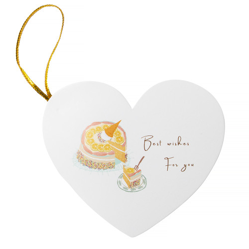 Postcard with bow 7.8 cm Cake best wishes for you white 1 pc.