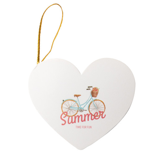 Postcard with bow 7.8 cm Summer time for fun white 1 pc.