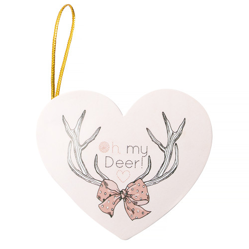 Pocztówka z kokarda 7.8 cm Oh my deer rozowy 1 szt.