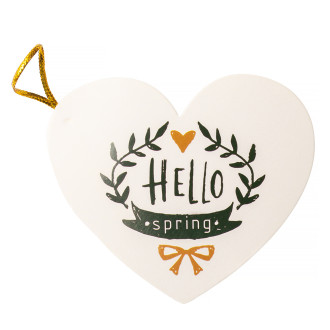 Greeting card with bow 7.8 cm Hello spring cream 1 pc.