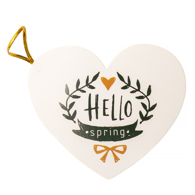 Greeting card with bow 7.8 cm Hello spring cream 1 pc.