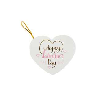 Postcard with bow 7.8 cm Happy Valentine's day white 1 pc.