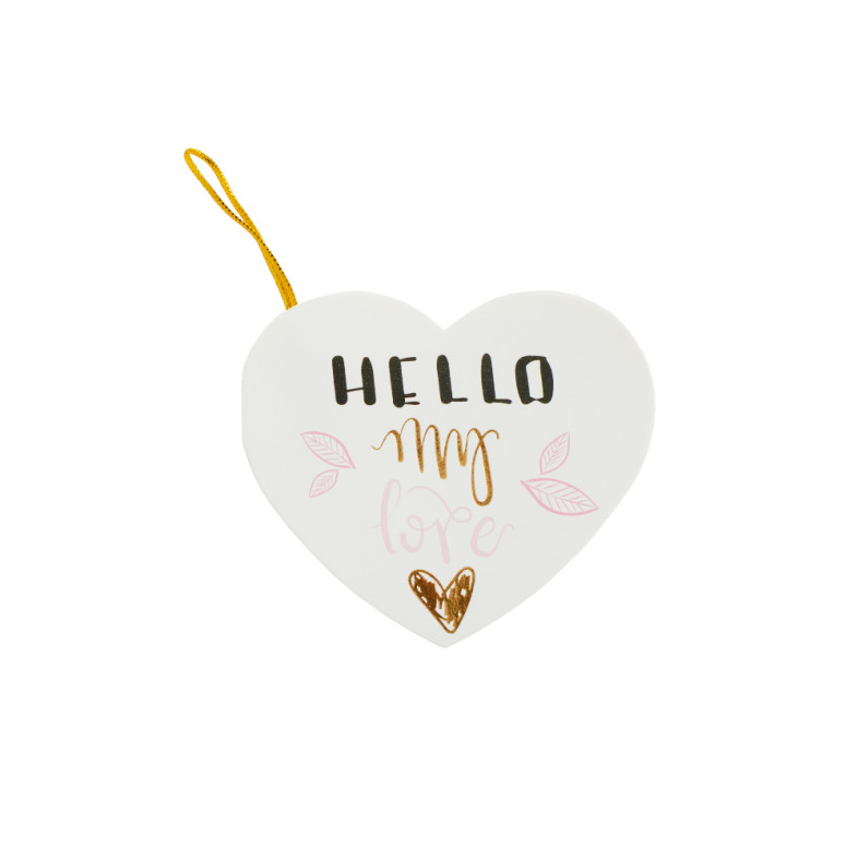 Greeting card with bow 7.8 cm Hello my love white 1 pc