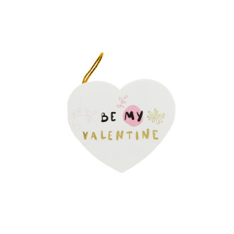 Pocztówka z kokarda 7,8 cm Be my Valentine bialy 1 szt.