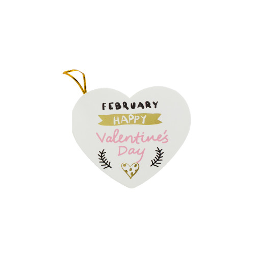 Postcard with a bow 7.8 cm February happy Valentine's day white 1 pc
