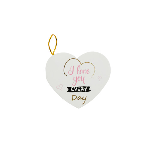 Postcard with bow 7.8 cm I love you everyday white 1 pc.