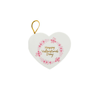 Pocztówka z kokarda 7,8 cm Happy Valentine's day w wieńcu bialy 1 szt.