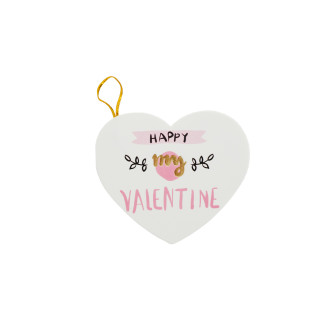 Postcard with bow 7.8 cm Happy my Valentine white 1 pc.
