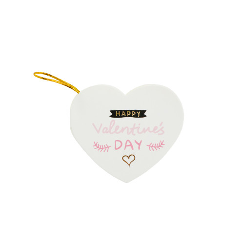 Листівка з бантом 7,8 см Happy Valentine's Day з сердечком біла 1 шт