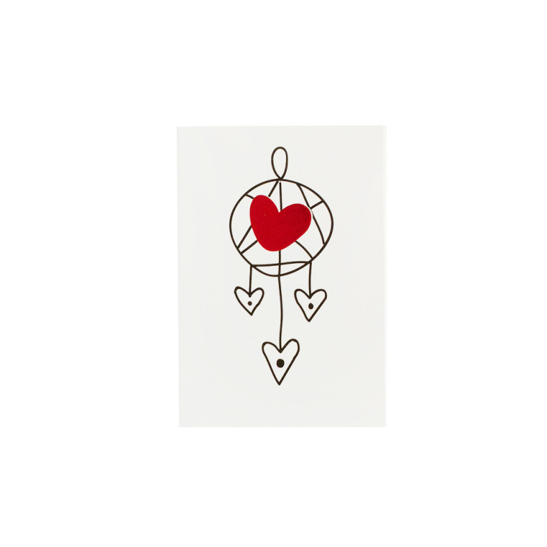 Postcard 6×9 cm Dreamcatcher with heart white 1 pc.