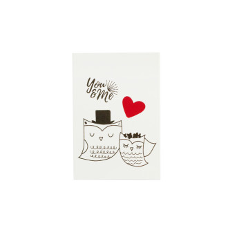Pocztówka 6x9 cm Sowy You & me bialy 1 szt.