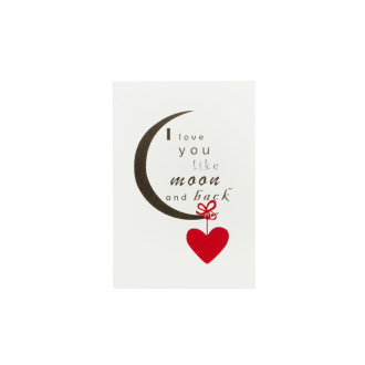Pocztówka 6x9 cm I love you like moon and back bialy 1 szt.