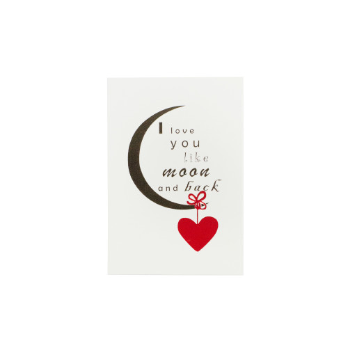 Листівка 6×9 см I love you like moon and back біла 1 шт