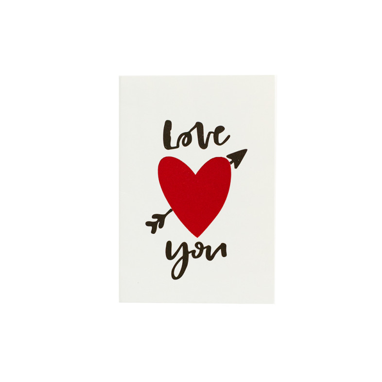 Postcard 6×9 cm Love you white 1 pc.