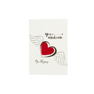 Pocztówka 6x9 cm Serce ze skrzydłami you make me happy biały 1 szt.